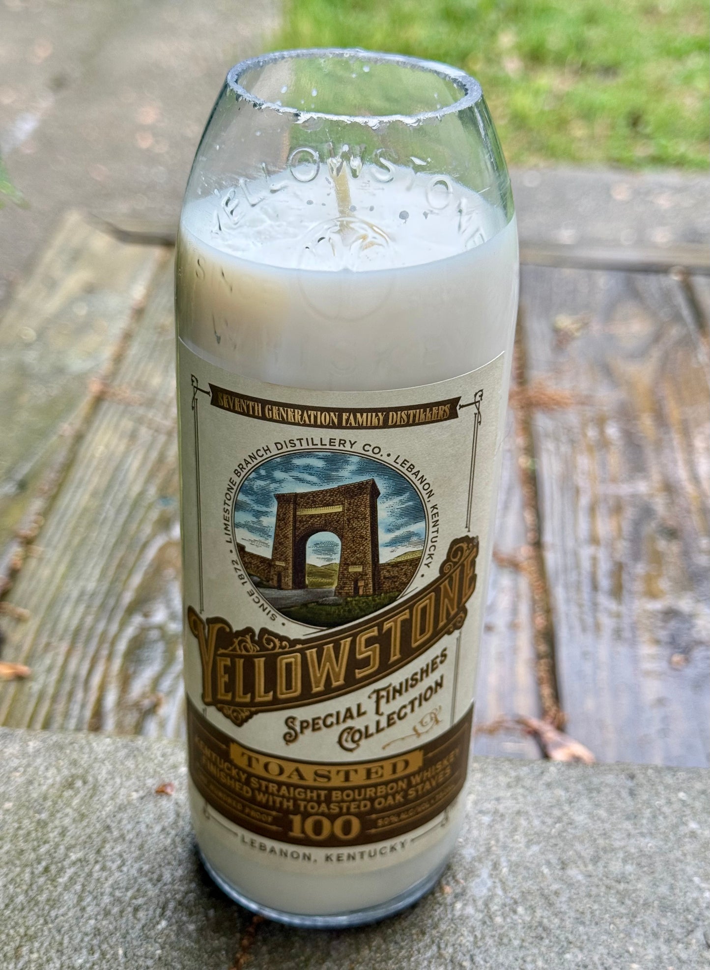 Hand-cut Yellowstone Toasted Bourbon Whiskey Candle